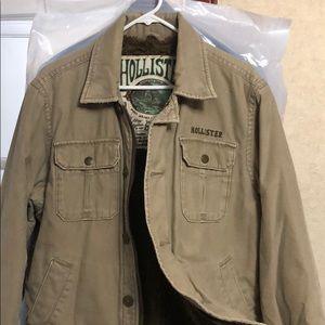 Hollister Faux Fur Lining Jacket - Khaki color